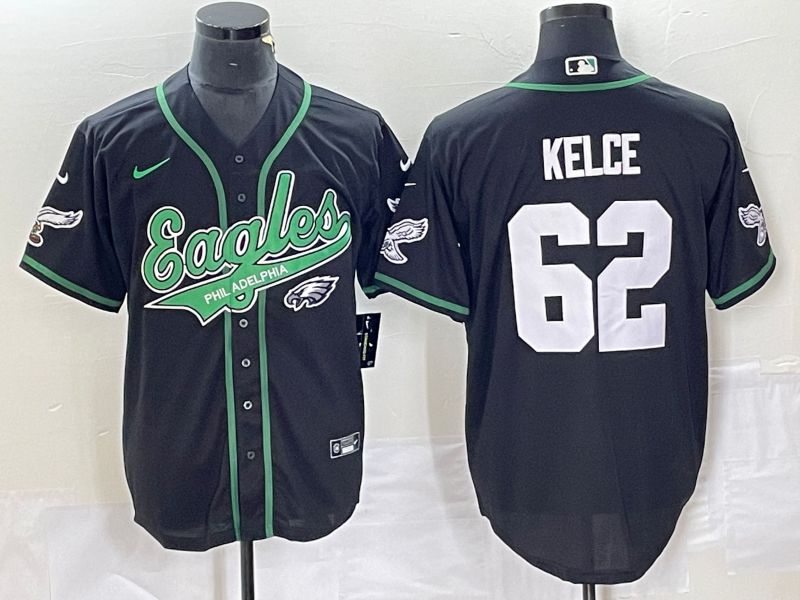 Men Philadelphia Eagles #62 Kelce Black Nike 2023 Co Branding Game NFL Jersey style 3